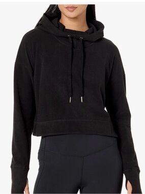 Luxe Fleece Cropped Long Sleeve Hoody Sweatshirt